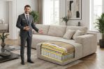 106.5" Modern Minimalist Modular Sectional Couch with Seat Cushion & Ottoman, Comfort L Shaped Sofa for Living Room, No Assembly Required