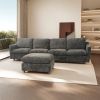 4-Seater Modern Beige Fabric Modular Cloud Sofa with Ottoman, Sectional Sofa, Chenille Cloud Couch Deep Seat for Living Room