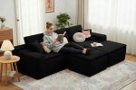 106.5" Modern Minimalist Modular Sectional Couch with Seat Cushion & Ottoman, Comfort L Shaped Sofa for Living Room, No Assembly Required