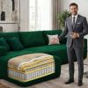 106.5" Modern Minimalist Modular Sectional Couch with Seat Cushion & Ottoman, Comfort L Shaped Sofa for Living Room, No Assembly Required