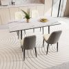 47"-63" expandable dining table set for 2-6 people, equipped with PU fabric thick cushioned dining chair and an elegant and spacious dining table