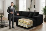 106.5" Modern Minimalist Modular Sectional Couch with Ottoman, Comfort L Shaped Sofa for Living Room, No Assembly Required