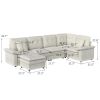 PPL Seater Modular Sectional Sofa with Movable Ottoman, Comfy Deep Seat Cloud Couch for Living Room, Apartment, Office (Beige White-2 Ottoman)